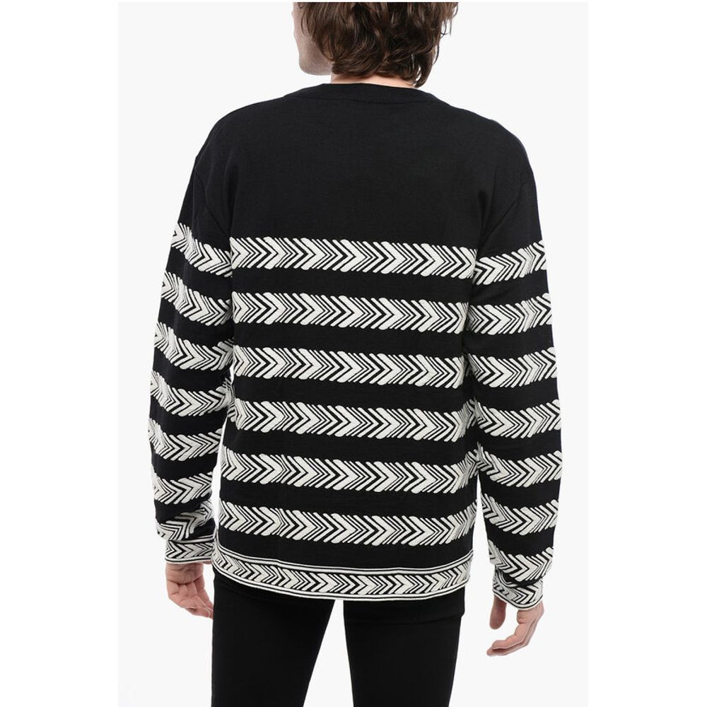 Crew Neck Chevron Virgin Wool Sweater