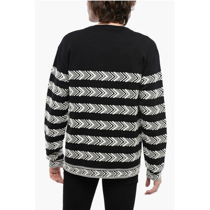Crew Neck Chevron Virgin Wool Sweater