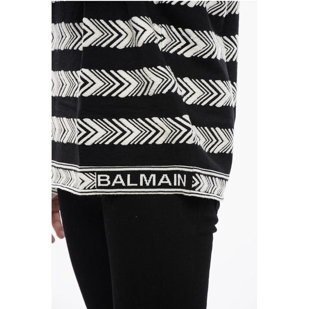 Crew Neck Chevron Virgin Wool Sweater