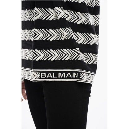 Crew Neck Chevron Virgin Wool Sweater