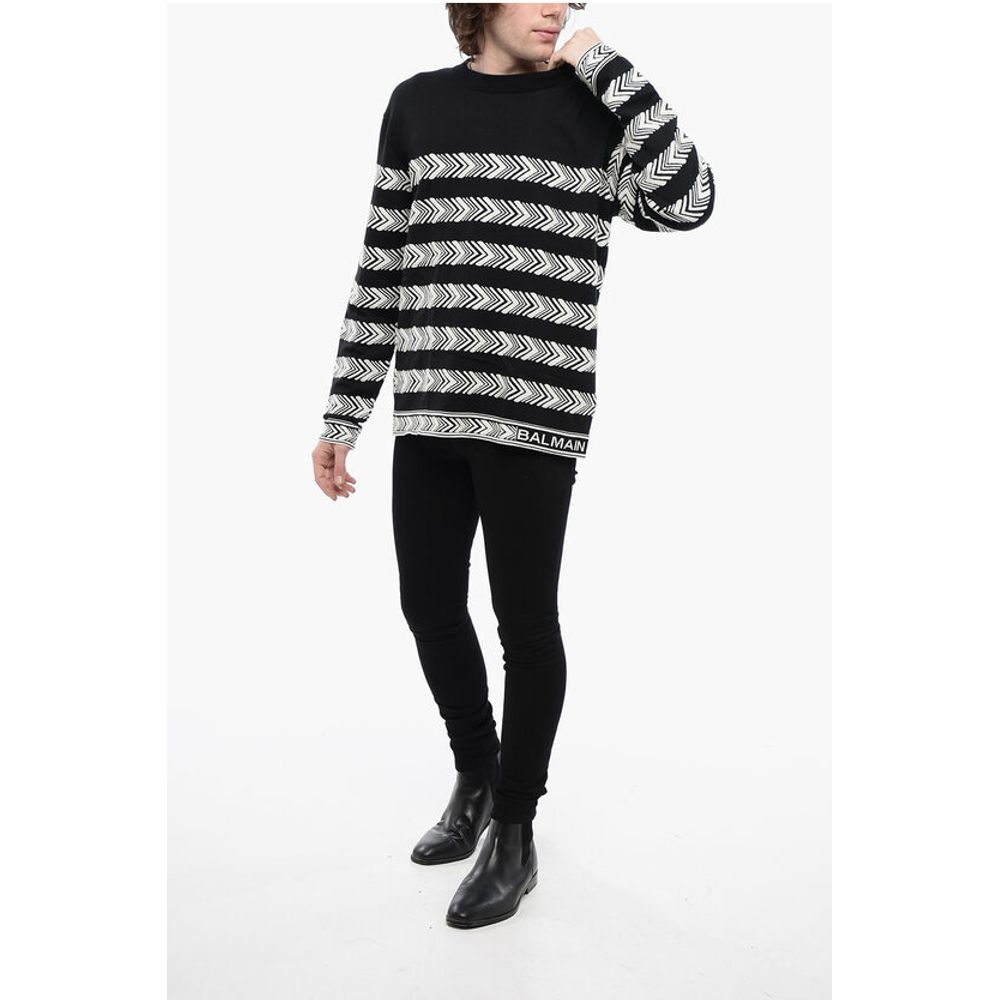 Crew Neck Chevron Virgin Wool Sweater