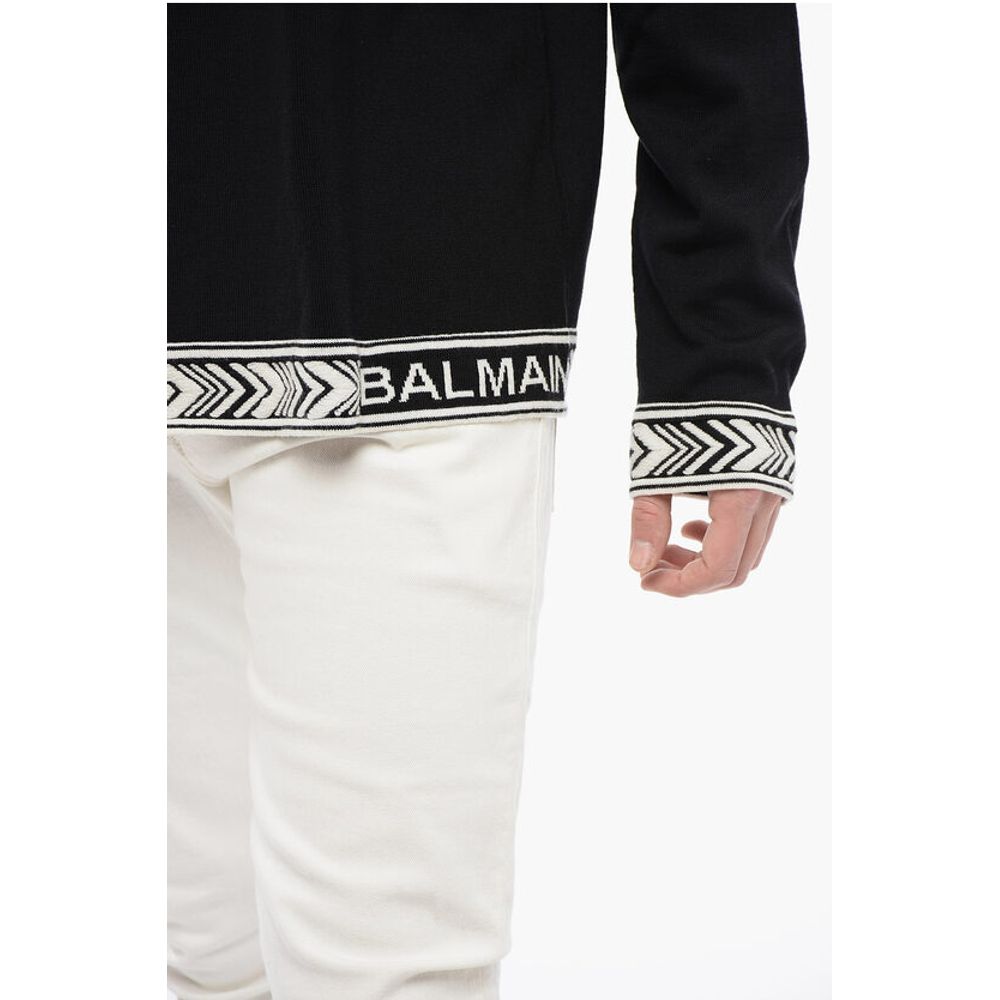 Crew Neck Virgin Wool Sweater with Contrasting Edges
