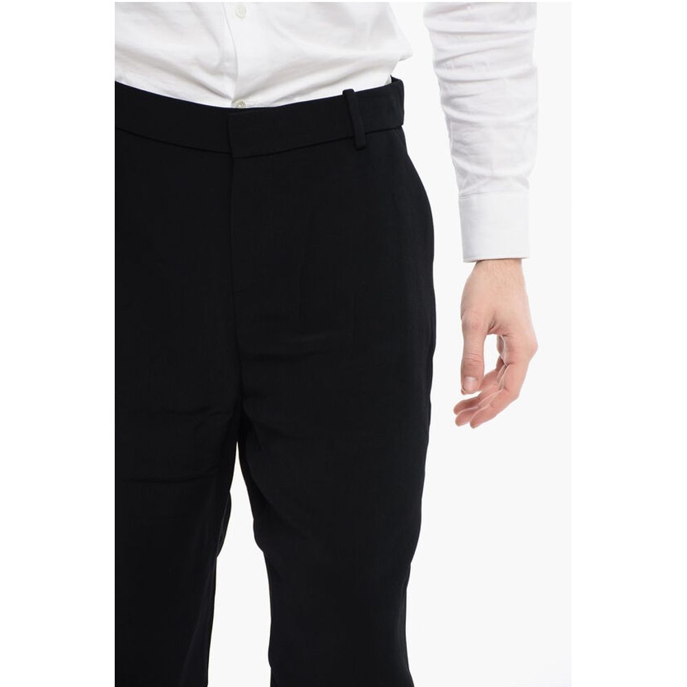 Viscose Cropped Fit Pants with Cuffs