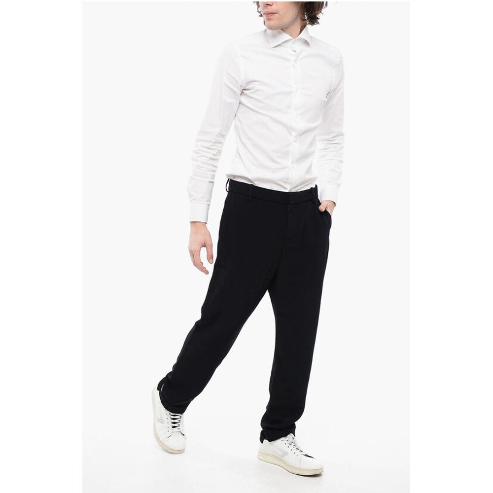 Viscose Cropped Fit Pants with Cuffs