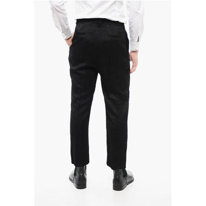 Single-pleated Jacquard Viscose Pants with Monogram Motif