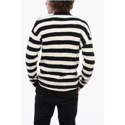 Awning Striped Cotton Cardigan with Embroidered Emblem