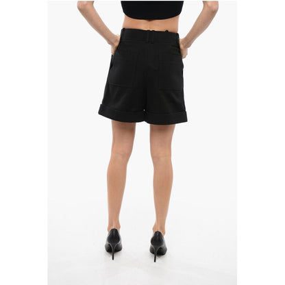Single-pleated Cotton Tweed Shorts