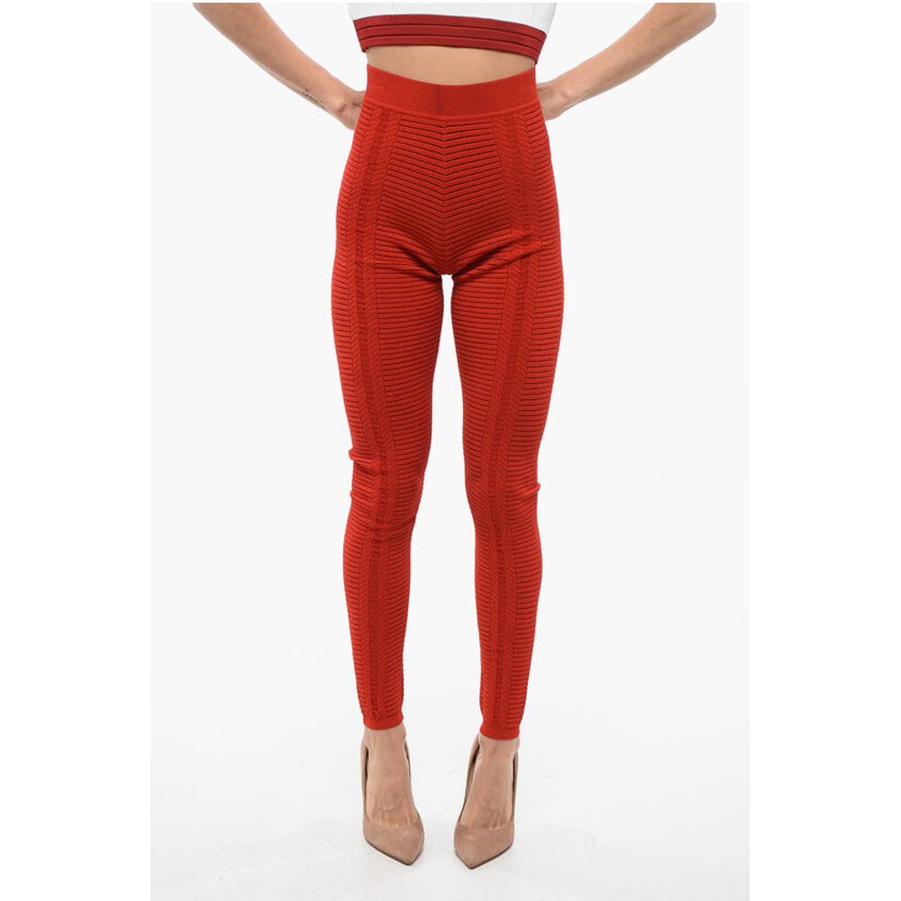 Knitted High-waisted Leggings with Zip