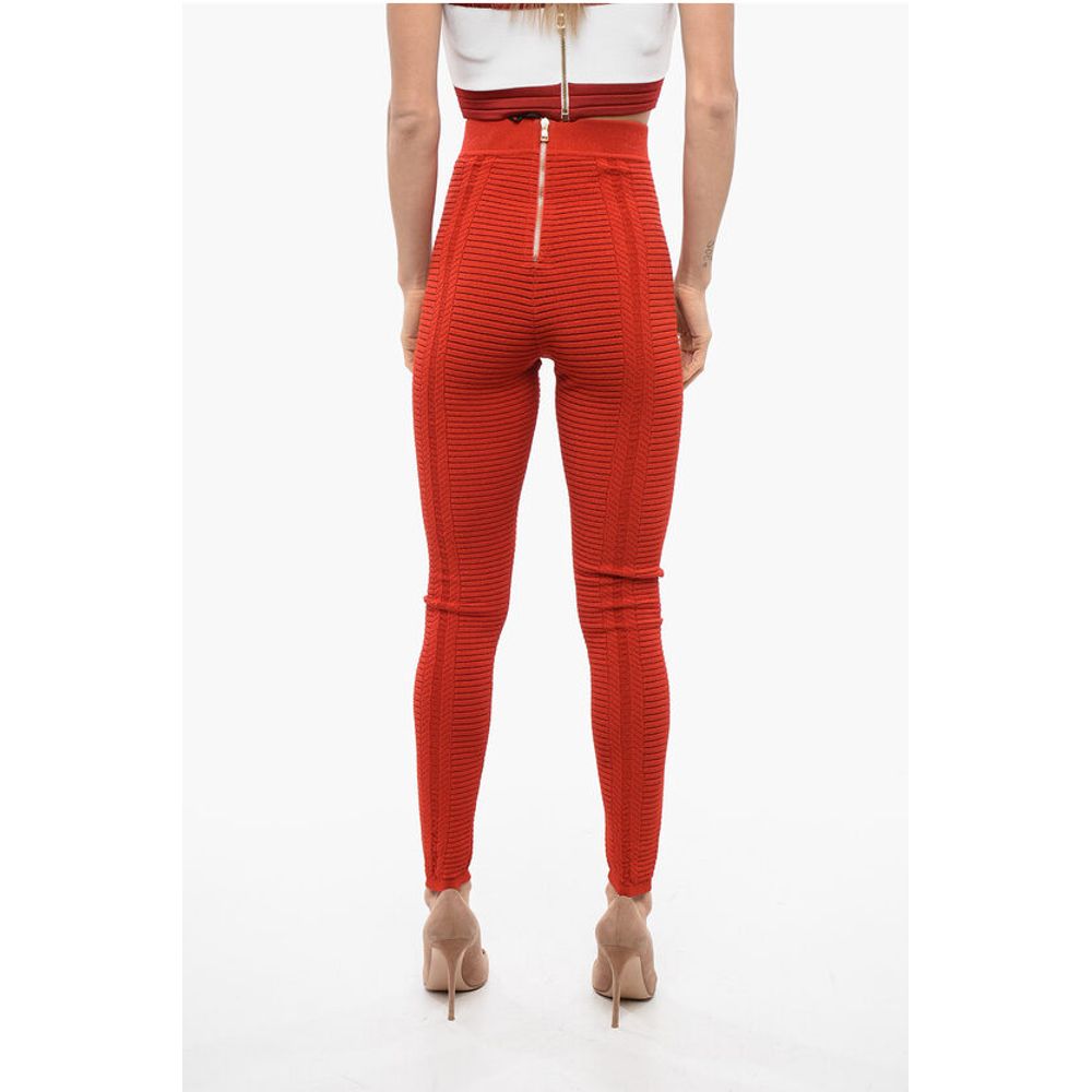 Knitted High-waisted Leggings with Zip
