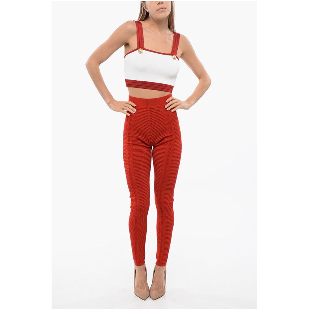Knitted High-waisted Leggings with Zip