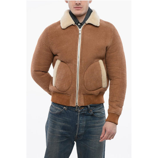 Monogrammed Shearling Bomber Jacket
