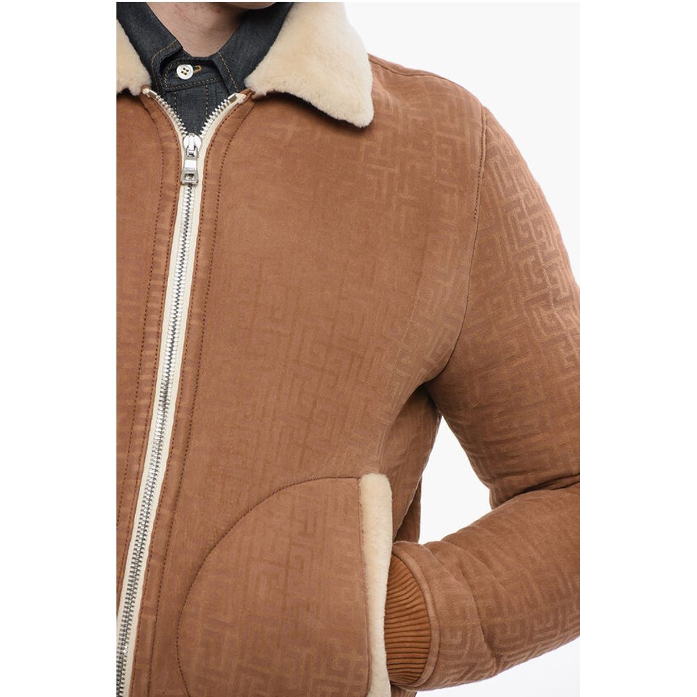 Monogrammed Shearling Bomber Jacket