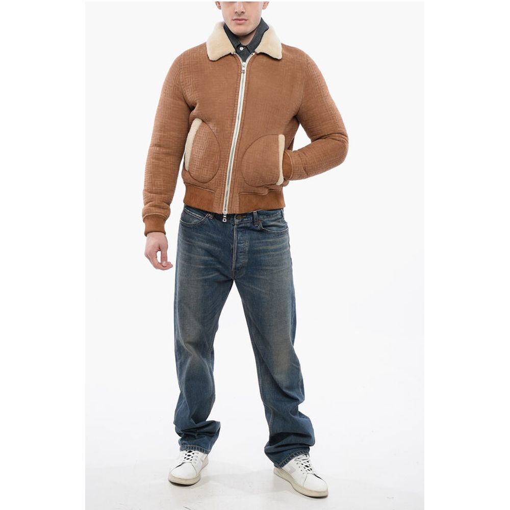 Monogrammed Shearling Bomber Jacket