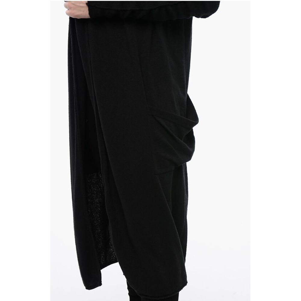 Cotton Blend Long Cardigan with Reverse Stitchings