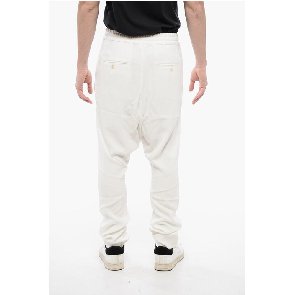 Low-Crotch Crepe Viscose Blend Pants