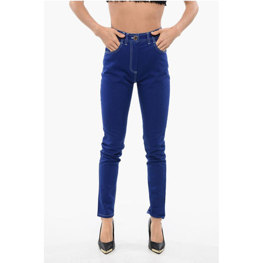 High-waisted Skinny Denims with Visible Stitching