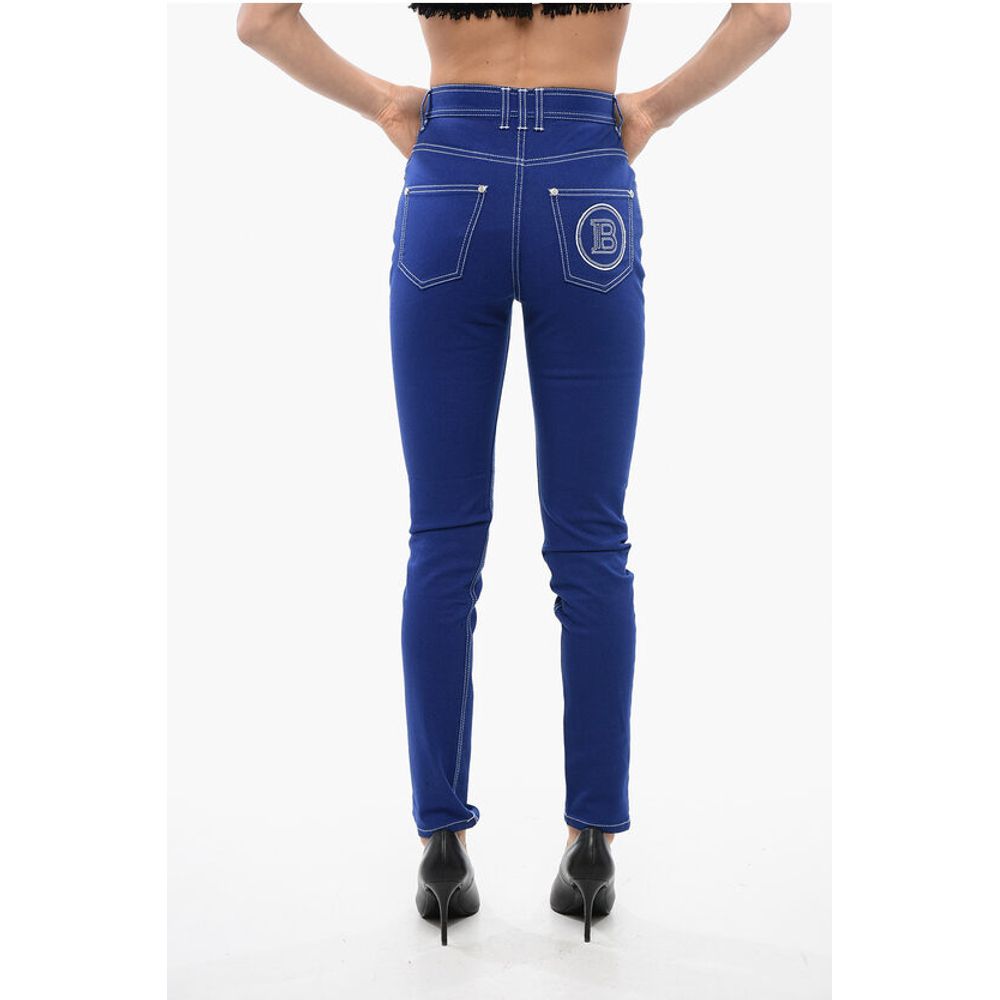 High-waisted Skinny Denims with Visible Stitching
