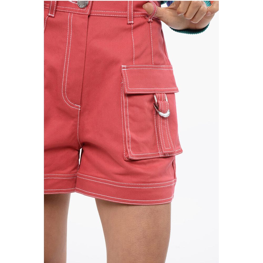 High Waisted Cargo Denim Shorts