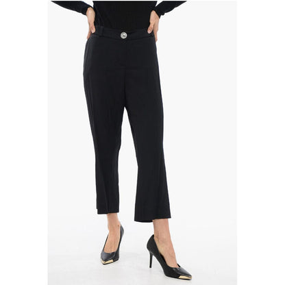 Low-rise Pants With Jewel Button