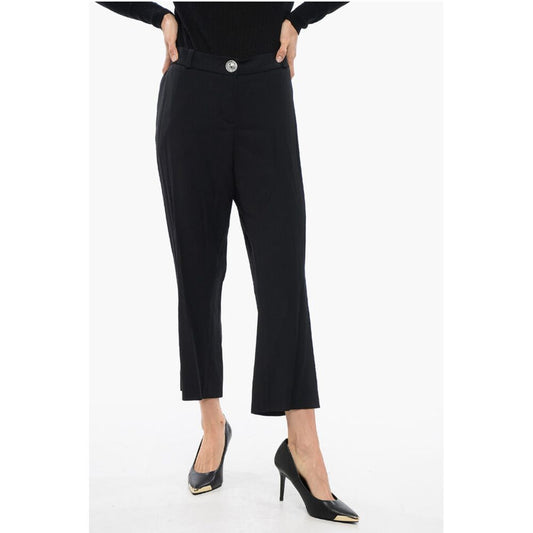 Low-rise Pants With Jewel Button