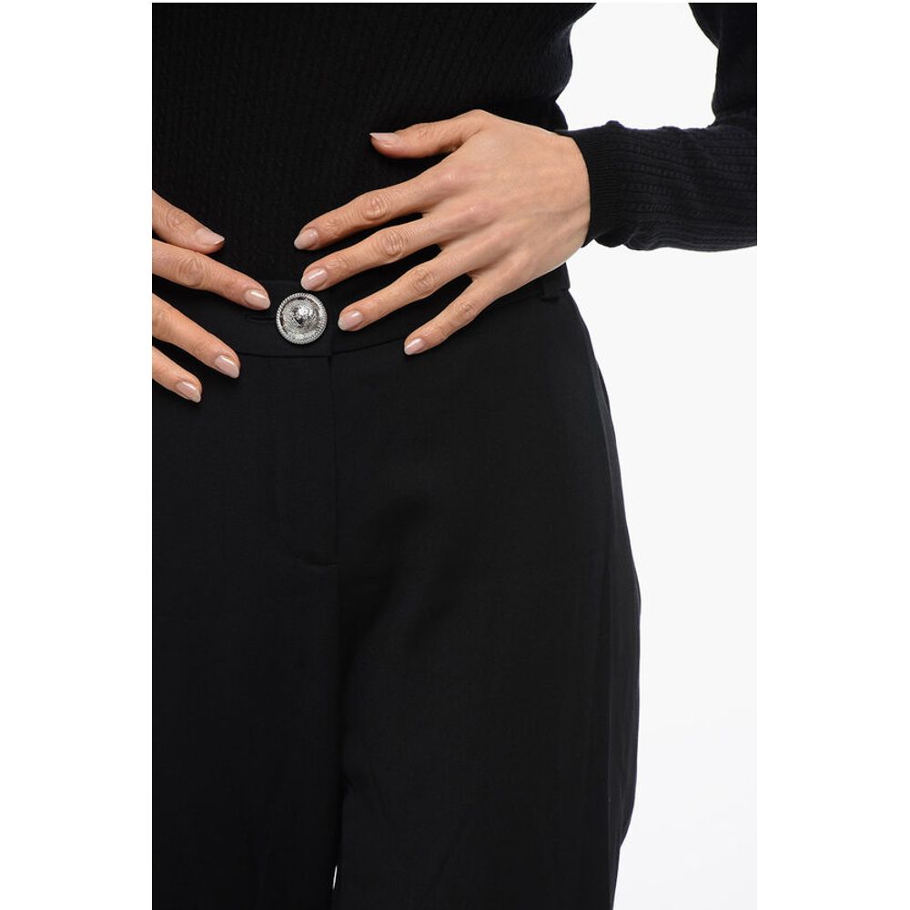 Low-rise Pants With Jewel Button