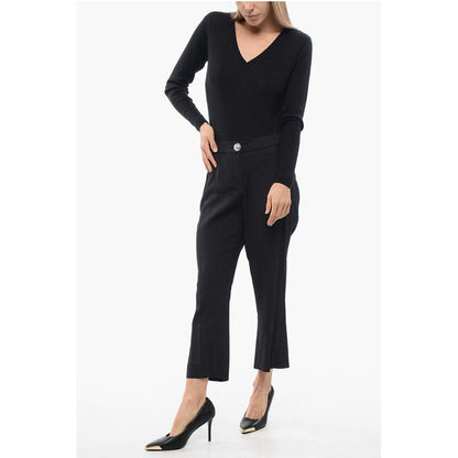 Low-rise Pants With Jewel Button