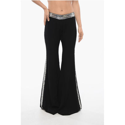 Flare-Fit Pants With Sequined Side Bands