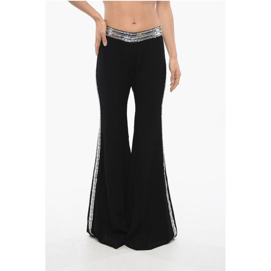 Flare-Fit Pants With Sequined Side Bands