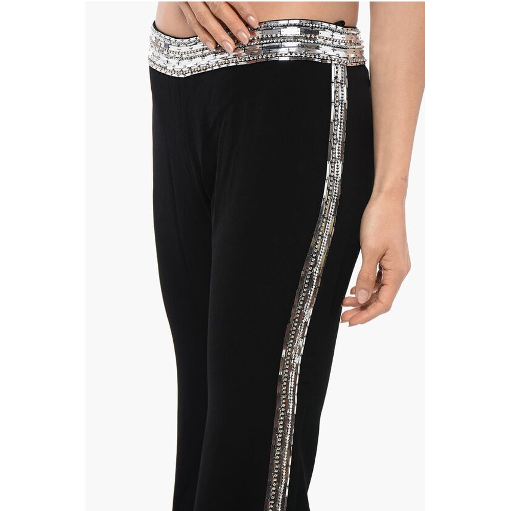 Flare-Fit Pants With Sequined Side Bands