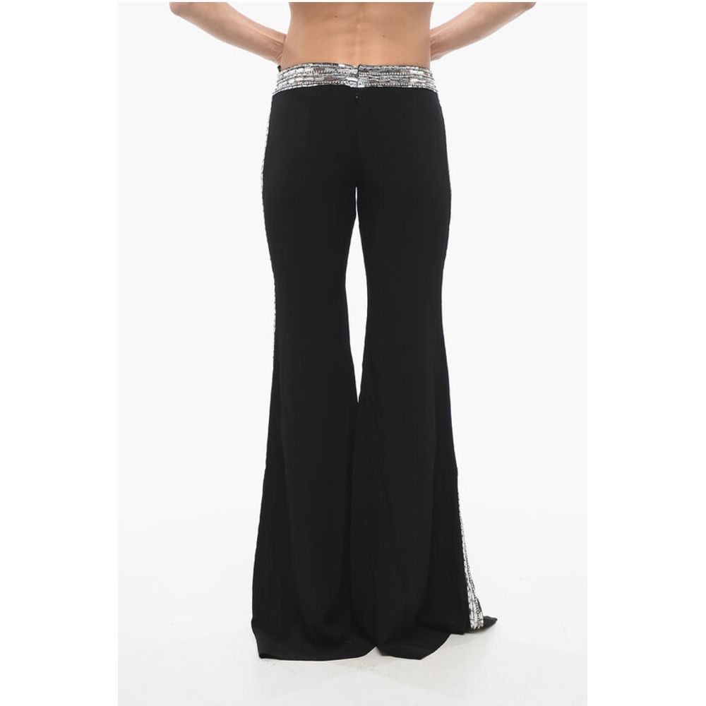 Flare-Fit Pants With Sequined Side Bands