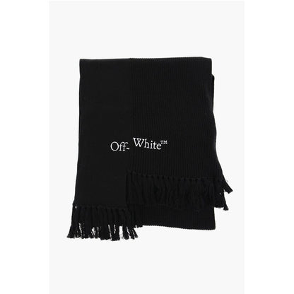 Asymmetrical Cotton and Cashmere Scarf with Fringes