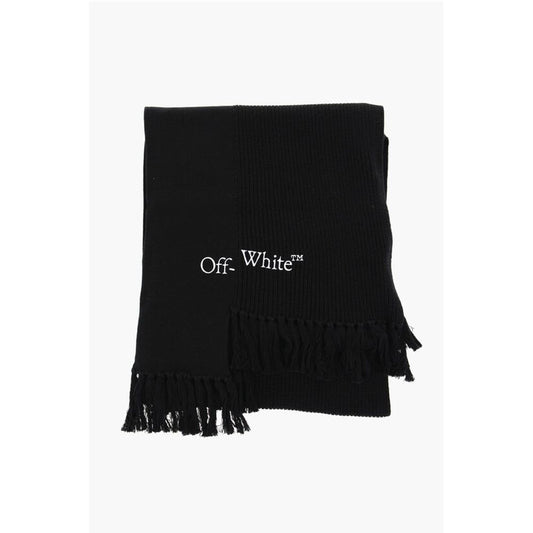 Asymmetrical Cotton and Cashmere Scarf with Fringes