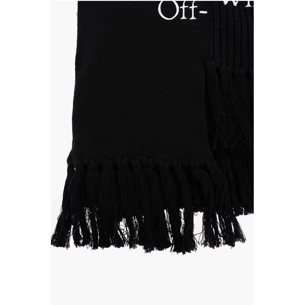 Asymmetrical Cotton and Cashmere Scarf with Fringes