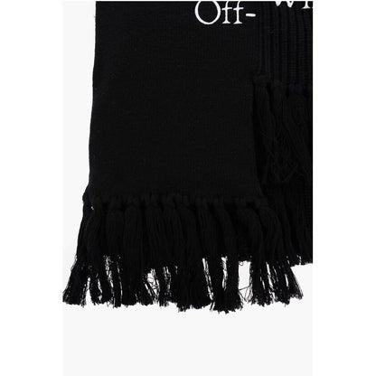 Asymmetrical Cotton and Cashmere Scarf with Fringes