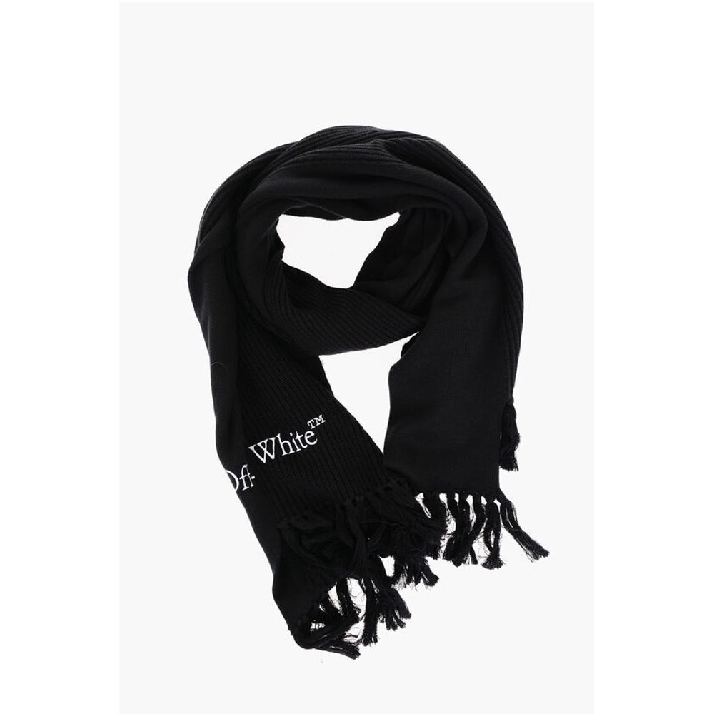 Asymmetrical Cotton and Cashmere Scarf with Fringes