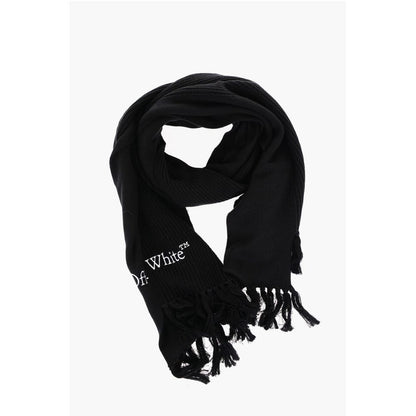 Asymmetrical Cotton and Cashmere Scarf with Fringes