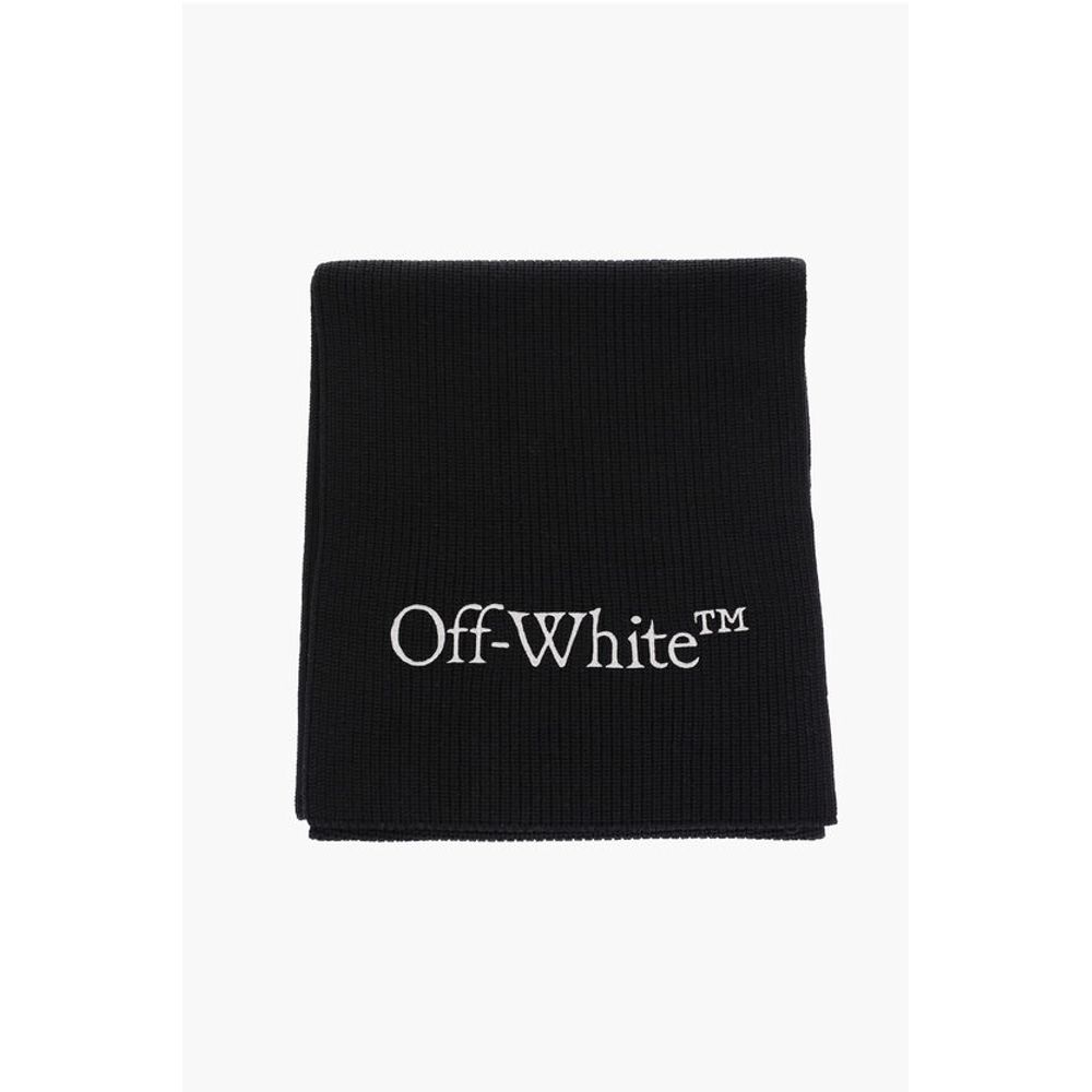Virgin Wool Scarf with Embroidered Logo