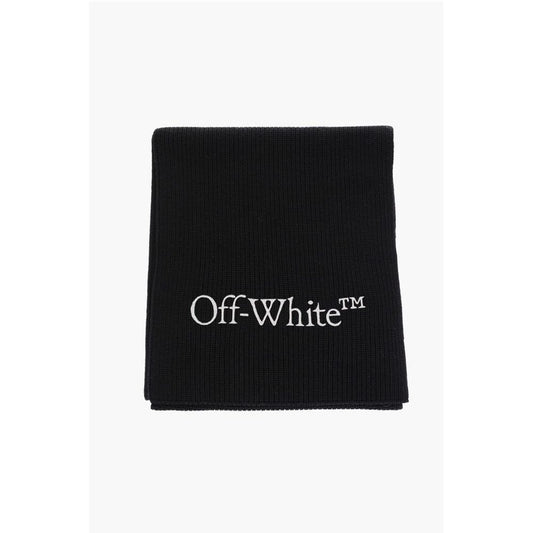 Virgin Wool Scarf with Embroidered Logo