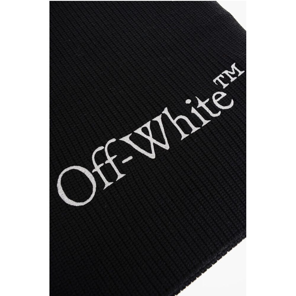 Virgin Wool Scarf with Embroidered Logo