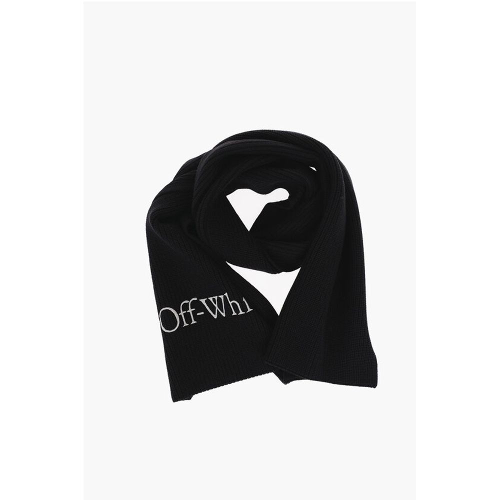 Virgin Wool Scarf with Embroidered Logo