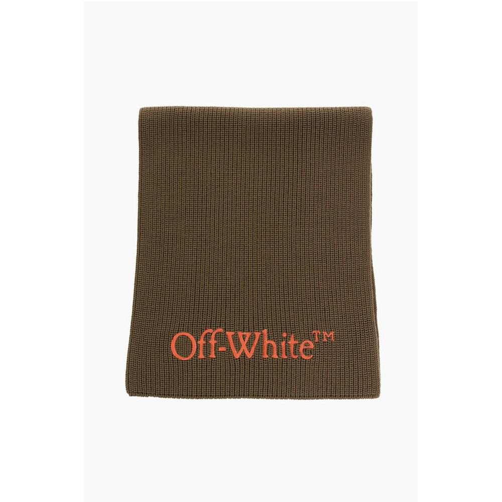 Virgin Wool Scarf with Embroidered Logo