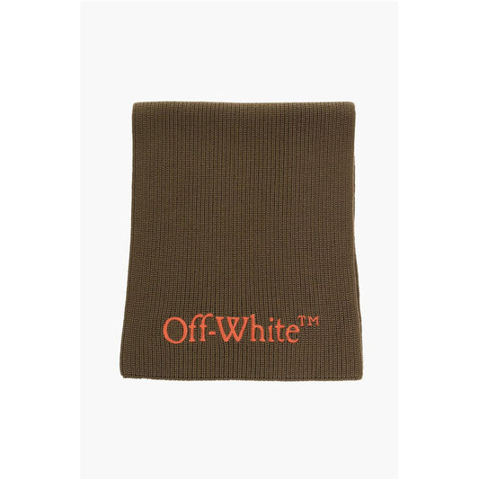 Virgin Wool Scarf with Embroidered Logo