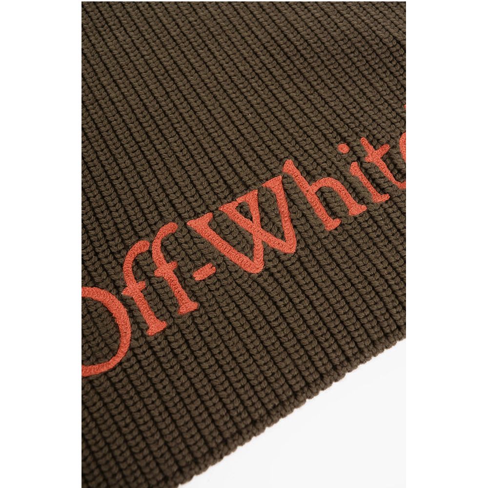 Virgin Wool Scarf with Embroidered Logo