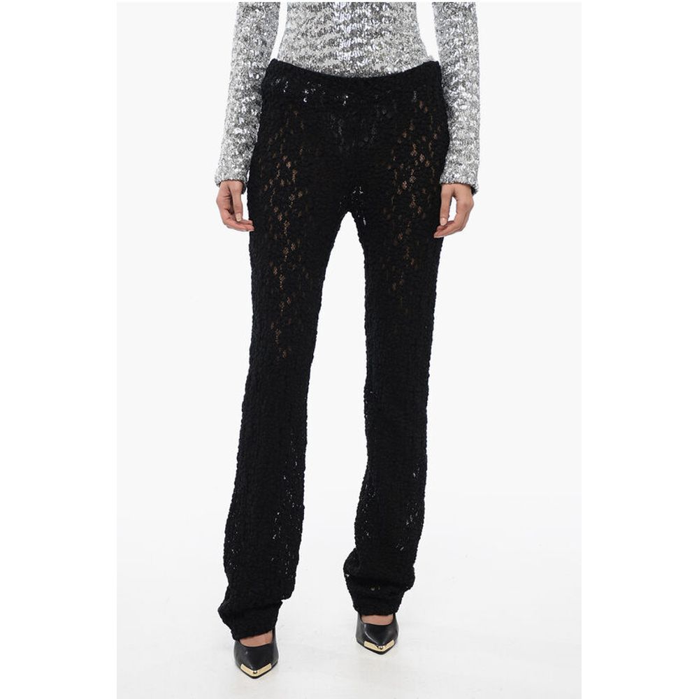 Embroidered Pants with Flared Leg