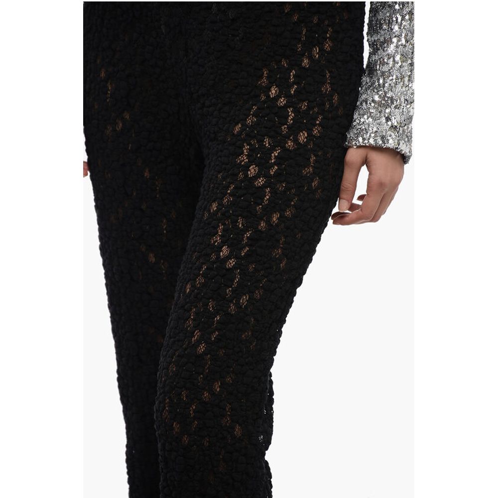 Embroidered Pants with Flared Leg