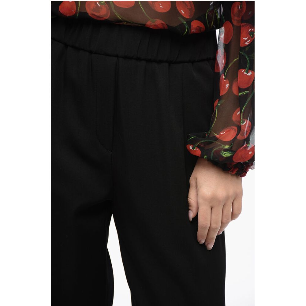 Virgin Wool Straight-Fit Pants with Drawstring