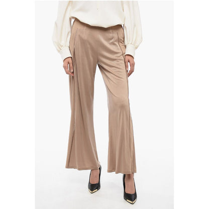 EMPORIO Stretchy Wide-Leg Pants with Contrasting Trims
