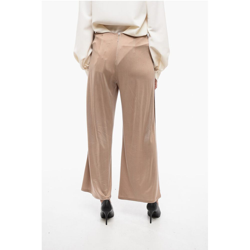 EMPORIO Stretchy Wide-Leg Pants with Contrasting Trims