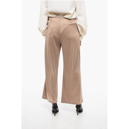EMPORIO Stretchy Wide-Leg Pants with Contrasting Trims