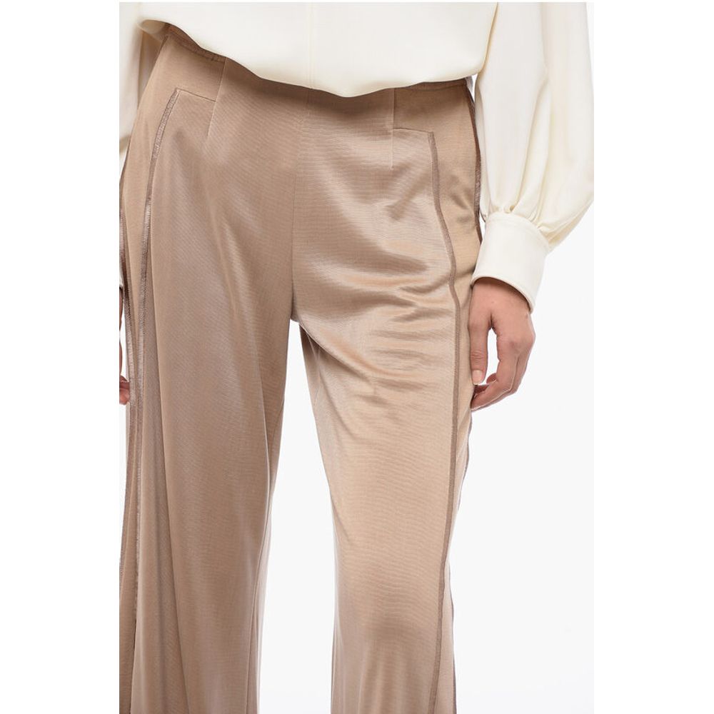 EMPORIO Stretchy Wide-Leg Pants with Contrasting Trims